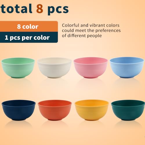 Lazycorner 8 Pcs Wheat Straw Cereal Bowls 26 Oz Wheat Straw Bowls Set Reusable Plastic Bowls for Soup Microwave & Dishwasher Safe Soup and Salad Bowls - image 2