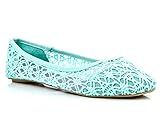 Charles Albert Women's Breathable Crochet Lace Slip-On Ballet Flat in Mint Green Size: 8