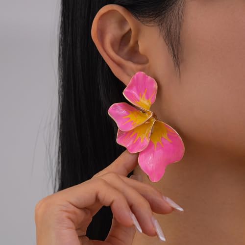 Irregular Petal Earrings for Women Geometric Petal Earring Stainless Steel Unique Statement Flower Earrings Abstract Textured Earring Minimalist Statement Jewelry3