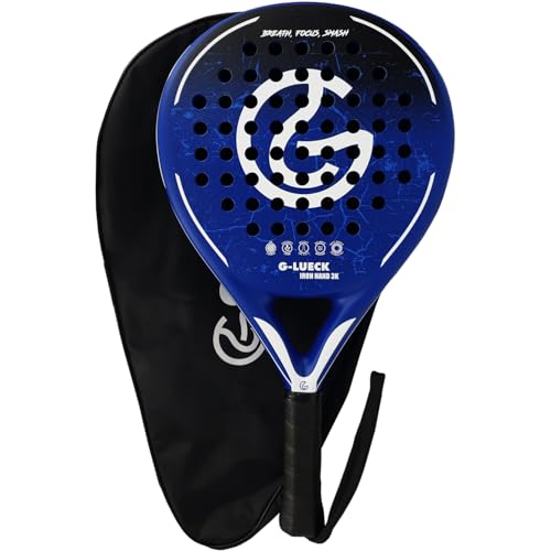 Padelracket Iron Hand – 3K carbon oppervlak en stabiel carbon frame – rond padelracket voor beginners en gevorderden – hoge controle & power – inclusief draagtas