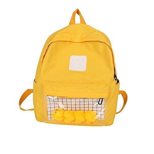 Yiwanjia Women Classic School Backpacks Waterproof Nylon School Bags Durable Travel Backpack Lightweigh Simple School Bookbag Large Capacity Bag (Yellow â—•Ë‡âˆ€Ë‡â—•)
