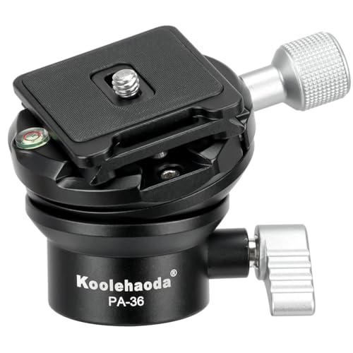 Koolehaoda Stativkopf Nivellier Basis, Kamera Nivellierer, Aluminium, halbe Kugelneigung 15°, mit 1/4' Arca Schnellwechselplatte für DSLR-Kamera, Camcorder, Videokopf, Stativ und Einbeinstativ