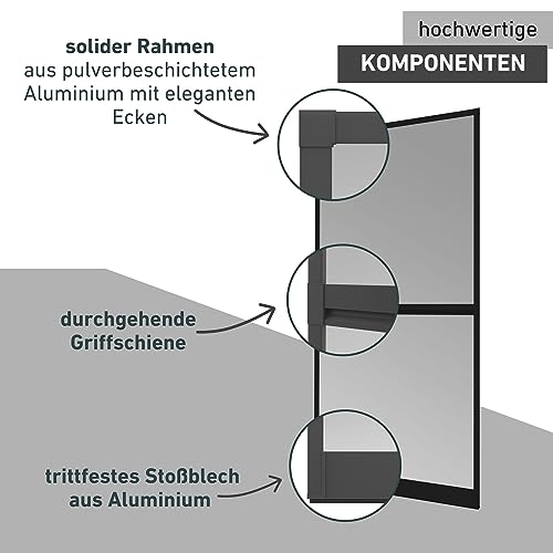 Windhager Insektenschutz Tür, 100 x 210 cm, anthrazit, Spannrahmen-Tür Expert Fliegengitter Alurahmen für Türen, 04532