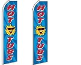 R and R Industries Hot Tubs Flags Pack of 2 | 2.5 ft by 11.5 ft Business Outdoor Feather Flags