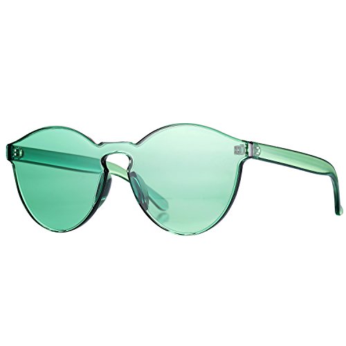 Pro Acme One Piece Design Rimless Sunglasses Ultra-Bold Colorful Mono Block (Green