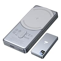 Aioneus Batterie Externe Magnétique 5000mAh,Power Bank Design Ultra Étroit avec Charge sans Fil 15W MagSafe & Charge Rapide PD 20W,Compatible iPhone 17/16/15/14/13/12 (Câble Type-C Inclus)