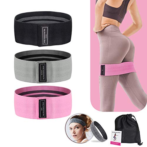 TOLOBS Booty Band, Exercise Band, 3-Pack Resistant Band for Workout Women, Fitness Band for Legs and Butt with User Manual, Free Carrying Case and Headscarf
