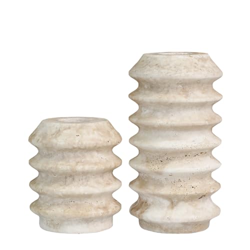 Duanyan BEIGE TRAVERTINE Set Of 2 Premium Marble Natural Travertine Stone Candlestick Holder cover
