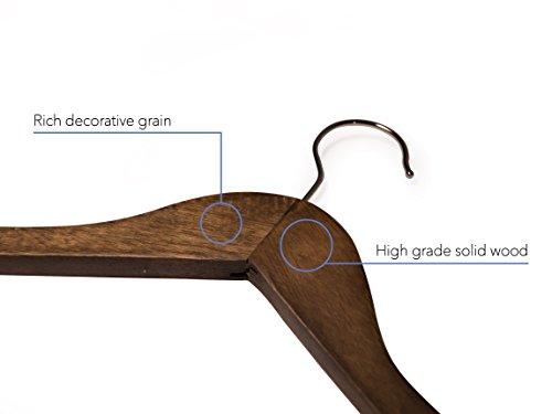 Topline Classic Wood Shirt Hangers - Walnut Finish (10-Pack) - Thumbnail 2