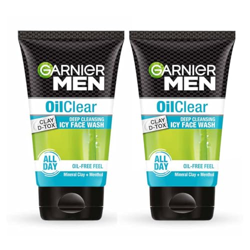 Garnier Men Oil Clear Clay D-Tox Deep Cleansing Icy Face Wash, 10...