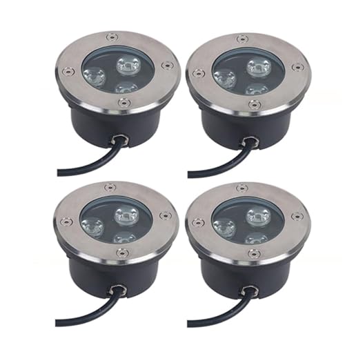 GUODDM Lot De 4 Spots LED Ultra-Fins - Éclairage sous-Marin Étanche 3 W, Spot LED D'extérieur Étanche IP68, Éclairage Encastré pour Piscine, Jardin,...