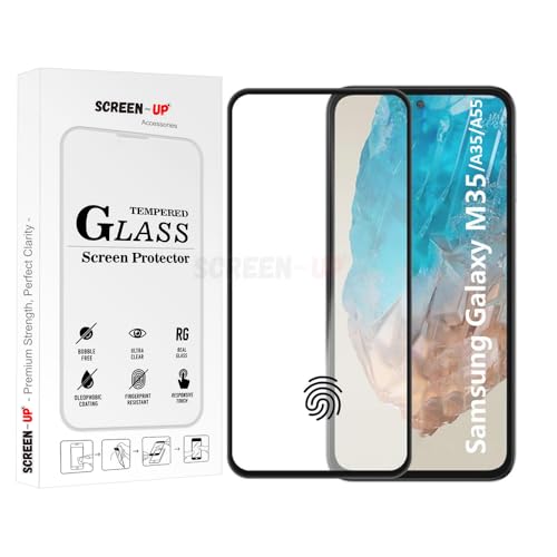 Image of ScreenUp Tempered Glass For Samsung Galaxy M35 / A35 / A55 - Ultra Clear, 9H Scratch Resistant, Full Coverage, Easy Install Screen Protector