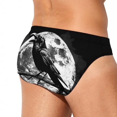 Crow and Full Moon Novelty Men's Brief Swimwear Pants Swimming Trunks Beach Shorts Underwear3
