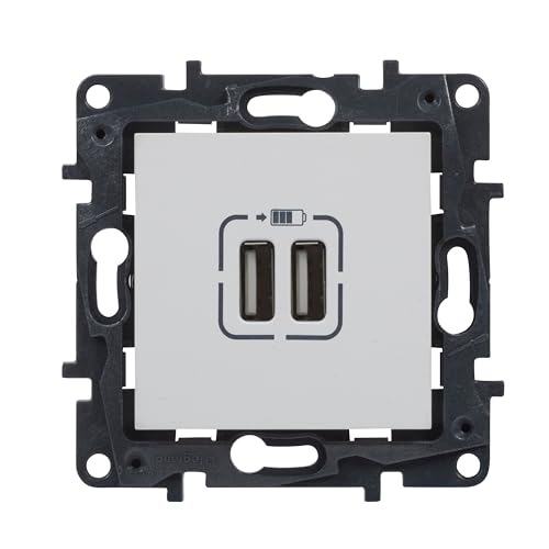 LEGRAND Chargeur double USB type A composable pour installation encastrée, gamme Niloé Step, couleur blanc, 398262