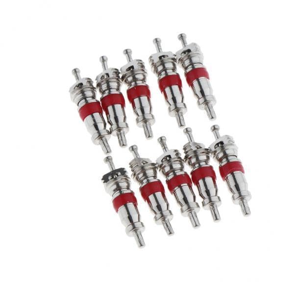 Club Bollywood® 6x10 Pcs Replacement Tire Tyre Valve Stem Core for Motorcycle Silver + Red-image-1