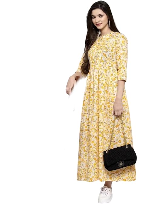 indibelle Women Floral Printed Maxi Dress Full Length A-Line-picture-1