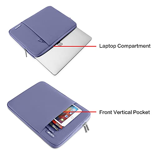Image of MOSISO Laptop Case 16 inch, 15-15.6 inch Laptop Sleeve Compatible with MacBook Pro 16 M4 M3 M2 M1, HP Acer Dell Lenovo ASUS Notebook, Polyester Vertical Computer Sleeve Bag with Pocket, Lavender Gray