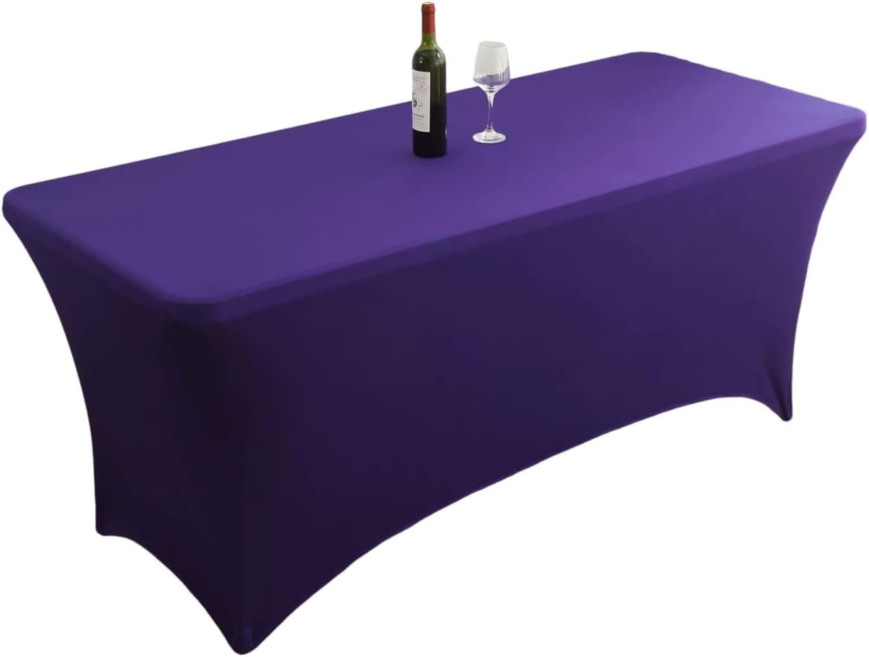 KIJyfgTR Fitted Rectangular Stretch Tablecloth, Machine Washable, Ideal For Parties, Banquets And All Kinds Of Events(Deep Purple,5FT 152x76cm)