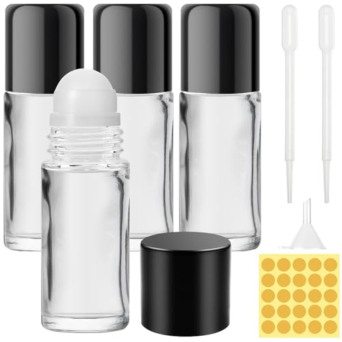 Furuising 4 Piezas 50ml Botellas Roll On Cristal para Aceites...