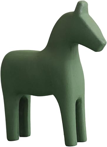 Miniatura 2 de Estatuilla de caballo de madera Estatua de caballo Adornos de animales para la decoración de mesa de oficina en casa - Verde