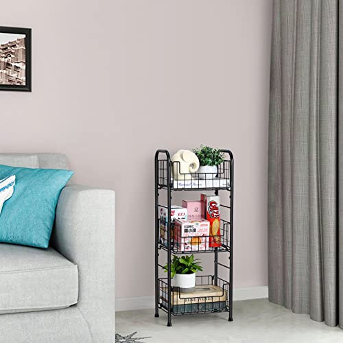 3-Tier Metal Tower Bathroom Shelf, Freestanding Storage Organizer Tower Rack Basket Shelf, Metal Furniture Unit For Bathroom, Powder Room, Laundry Room Entryway, Kitchen Pantry-Holds Bath Towels, Soap #TOP4