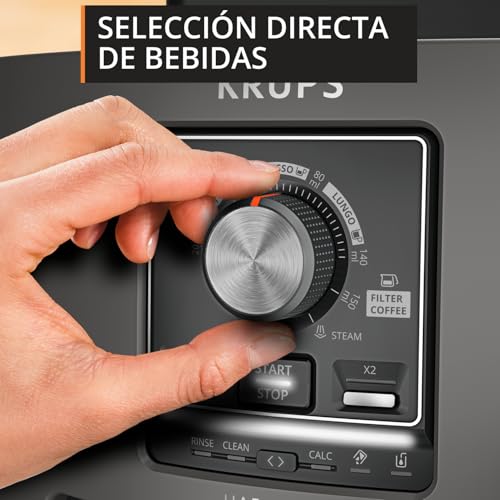 Miniatura 3 de KRUPS Harmony, Cafetera Superautomática, 4 Bebidas, Espumador Leche, Carbón | 4 Bebidas de café y leche + Espumador de leche, Fácil de usar, Limpieza automática, Función de doble taza, Compacta, EA508B