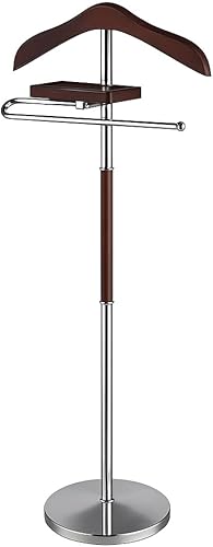 Proman Products VL17017 Percha, bandeja y barra para pantalones, valet marrón, nogal claro