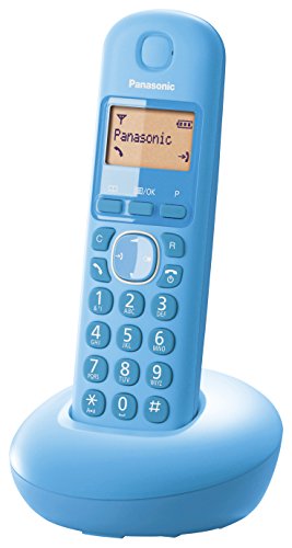 Panasonic KX-TGB210 - Teléfono fijo inalámbrico (LCD, identificador de llamadas, agenda de 50 números, tecla de navegación, alarma, reloj), Azul, TGB21 Solo
