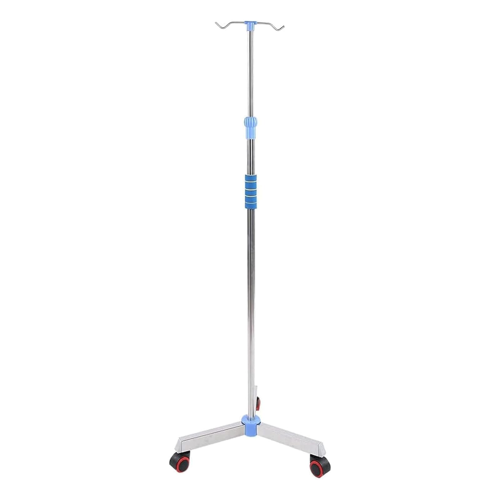 Asta portaflebo in Acciaio Inox con Ruote Aste portaflebo Altezza Regolabile 109-205 cm Portasacca portaflebo 2 Ganci Portaflebo a 3 Gambe