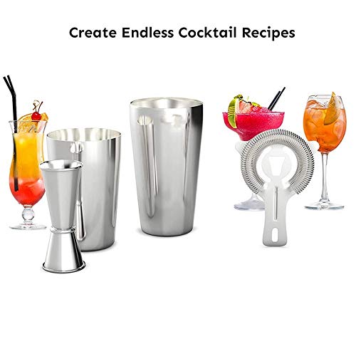 Cocktail Shaker Set Professional Shaker Cocktail Striante y Jigger Set Sitio de Barra de Acero Inoxidable de 4 Piezas