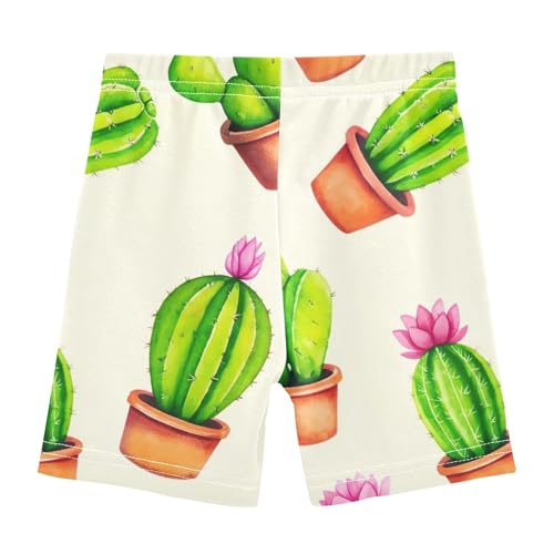 Joisal Girls' Biker Shorts Toddler Cotton Shorts for Under Skirts Cute Watercolor Cacti Pink Flower Kids Clothing 4t2