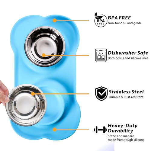 image for Hubulk Pet Dog Bowls 2 Stainless Steel Dog Bowl with No Spill Non-Skid