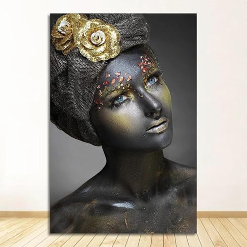 Peinture femme noire sexy habiller un grand mur vide decoration chambre sans cadre