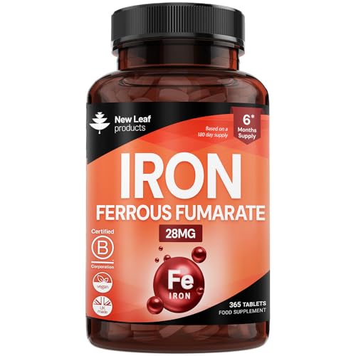 Gentle Iron Tablets 28mg High Strength Ferrous Fumarate Iron - Vegan Iron Supplements for Men and Womens Health - Reduction in Tiredness and Fatigue Supports Immune Health and Energy