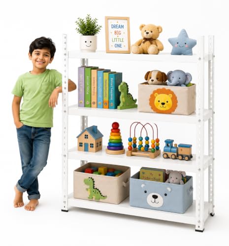 Image of Perfect Rack 4 Shelf Multipurpose Steel Storage Rack for Home, Kitchen, Bedroom, Office & Store | Heavy Duty Metal Shelving Unit | 36 Inch Height x 24 Inch Length x 12 Inch Width cover (white)