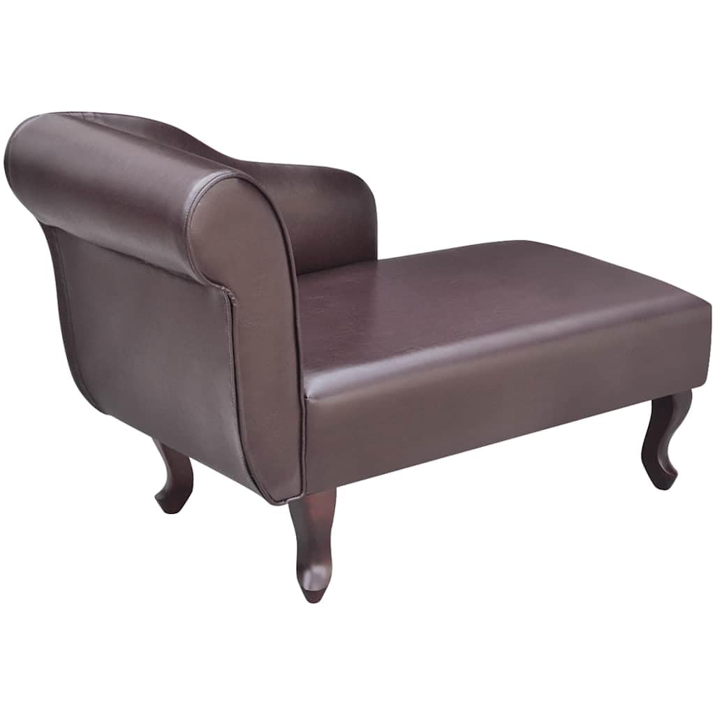 Chaiselongue Braun Kunstleder Gepolstert Holzfüße 110 kg