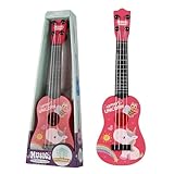 Juguete de Guitarra Ukelele para Niños, 41cm Juguete musical de guitarra Instrumentos con 4 Cuerdas Ajustables, Juguetes Educativos de Aprendizaje Musical para Niños Niñas Principiantes (Unicorn rosa)