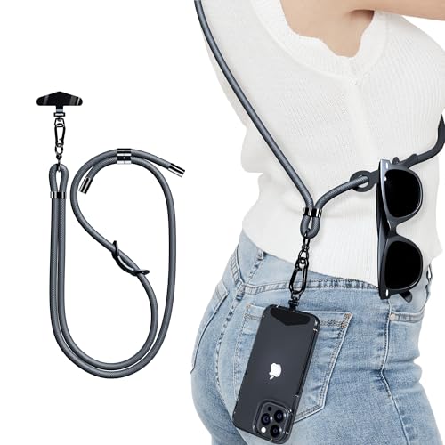 TUSEASY Chaîne universelle téléphone - 8 mm - Acier inoxydable - Support réglable pour portable iPhone 16/15/14/13 Pro, Samsung