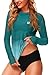 Gradient Color Rash Guard for Women Long Sleeve Surf UPF 50+ Swimming Bathing Suit Top Green M