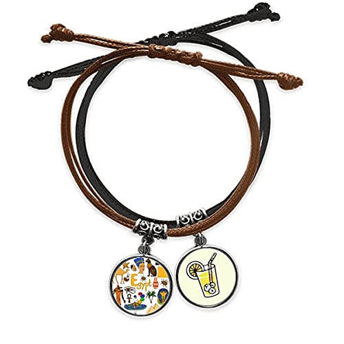Bracelet Égypte en cuir tressé avec drapeau national et paysage