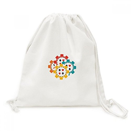 Toile drawstring backpack pour voyage et shopping illustré de chips casino coloré