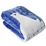 西川 毛布 シングル 冬 【1億円売れた毛布】 掛け毛布 2枚合わせ 140×200cm 洗える シロクマ柄 ネイビー マイヤー毛布 衿付き 冬 春 あったか 約1.8kg かわいい ブランケット 2枚合わせ毛布 冬用 1億円毛布 節電