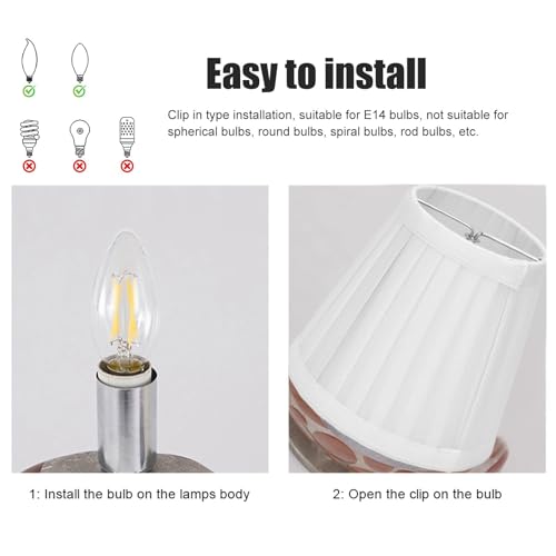 Small Lamp Shades Set of 2, Table Lamp Shades Small Replacement Lampshades for Table Lamp, Bell Lamp Shades Clip On E14 Mouth Bulb for Bedside Lamp, Wall Sconces, Chandelier by HERCHR - Image 4