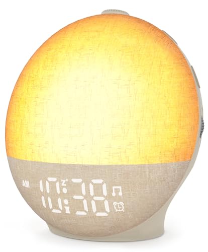 Sunrise Alarm Clock White Noise Machine, Sunset Simulation, 30 Soothing Sounds, 12 Color Night Light, Dimmable Sunlight Lamp Wake Up Light, Digital Clock for Kids Teens Heavy Sleepers Adults Bedrooms