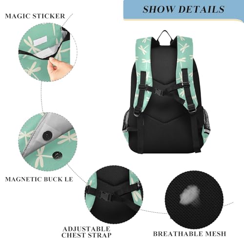 girls backpack purses for kids 8-12: large capacity book bags for book bags for teenage girls boys in assorted colors - Oliver Jeffers Style Dragonfly Marshmallow Jade3