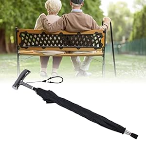 Paraplu wandelstok, LED-zaklamp 83,5 cm / 32,9 inch Alarm wandelstok USB opladen voor ouderling(Zilver)