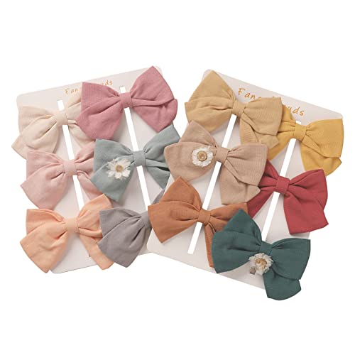Bows For Girls Baby Hair Clips, 12 Pcs 3.7 Inches Linen Hair Bows With Fully Lined Alligator Clip Barrettes Hair Accessories For Little Girls Toddler Kids Children #TOP20