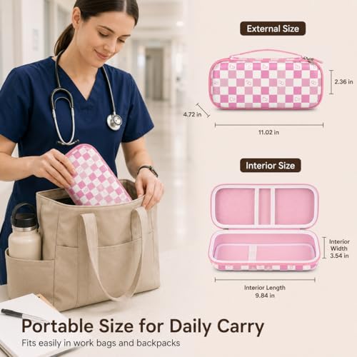 Image of ALKOO Stethoscope Case for 3M Littmann Classic III /Cardiology IV, PinkCheck | for MDF Acoustica Stethoscopes, for Nurses, Doctors, Nursing School Essentials, Students, Clinic, EMS, Travel, Hard Bag Only
