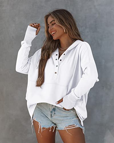 Women's Fashion Hoodies & Sweatshirts Tunics Tops To Wear With Leggings Button Down Shirts White S #TOP1