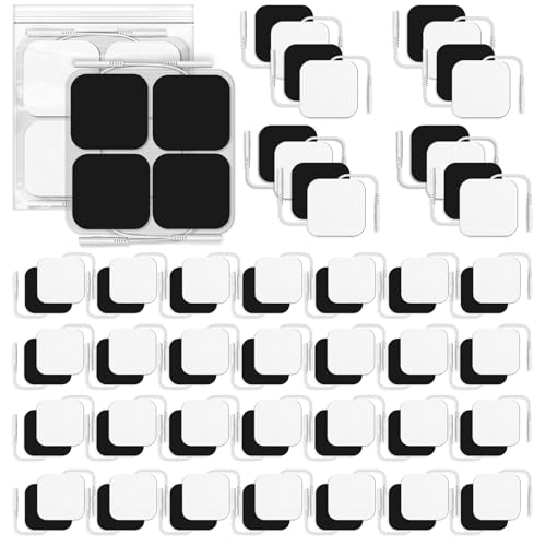 Image of 144-Count TENS Unit Pads (2 inchx2 inch), Reusable Self-Adhesive Electrodes Pads with 0.2mm Connector, Latex-Free, Hypoallergenic & Compatible with TENS /EMS